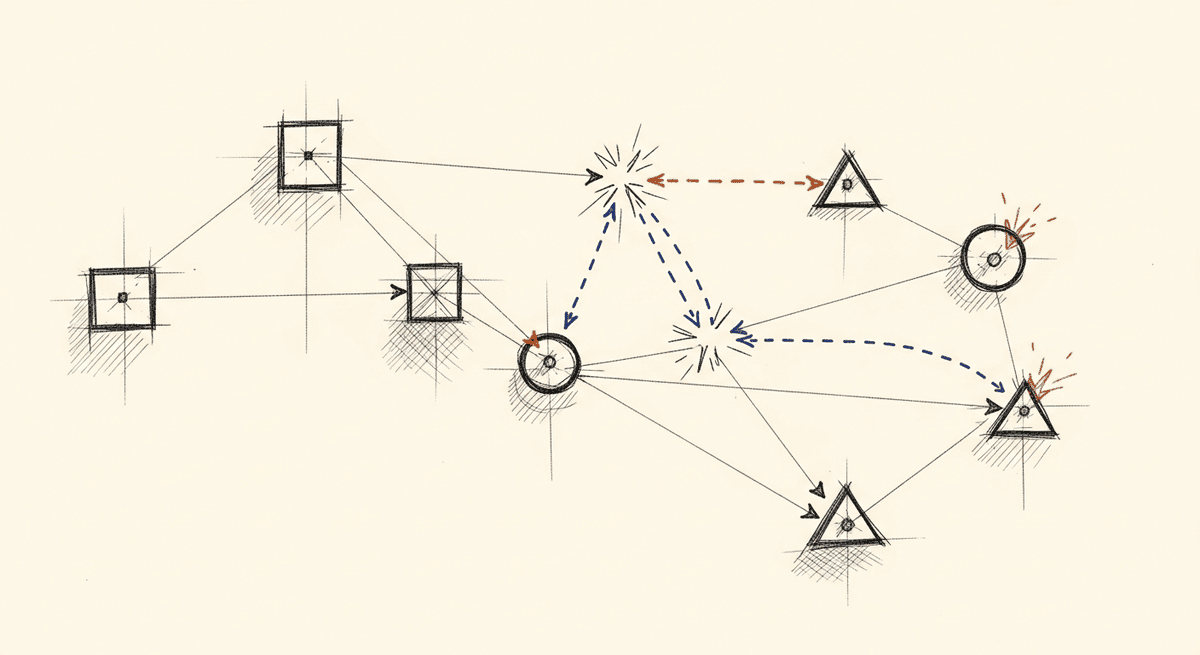 Sketch of infrastructure nodes healing broken connections