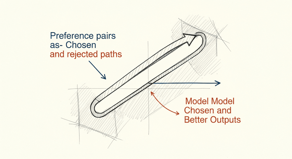 Sketch of DPO preference pairs shaping model behavior