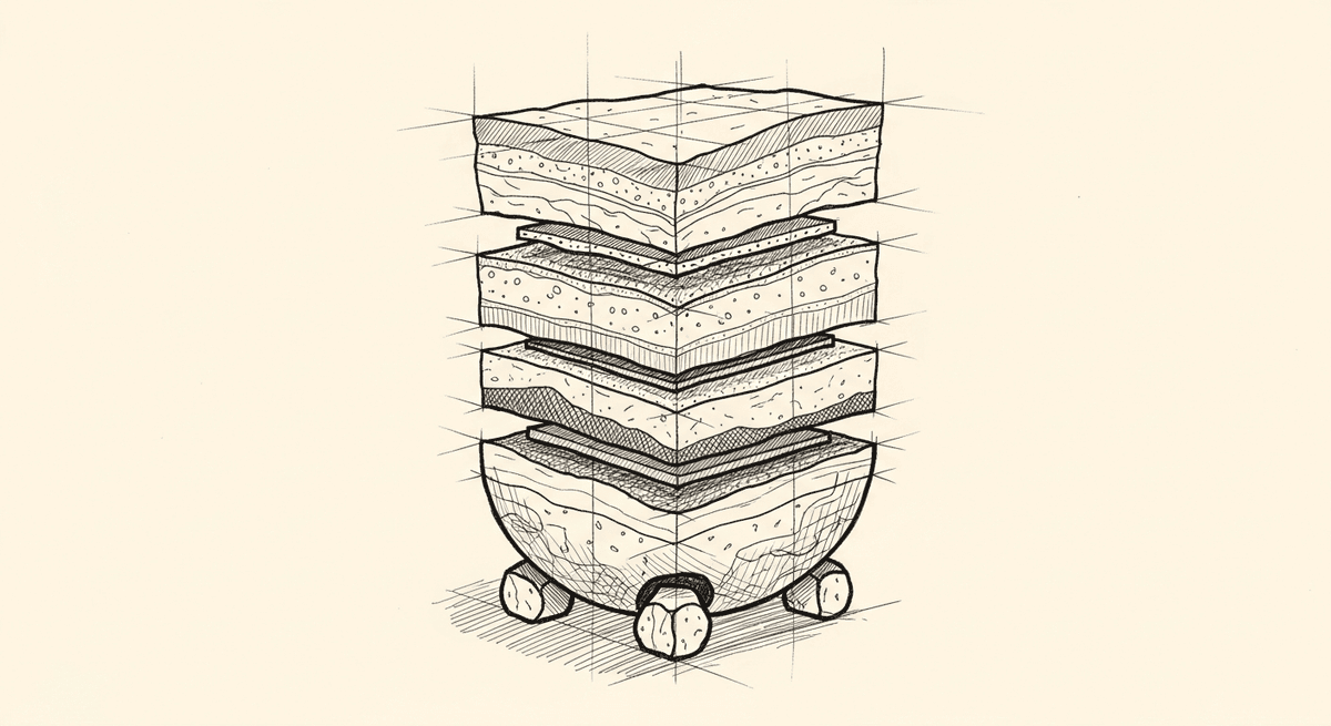Sketch of GenAI product strategy layers as geological strata