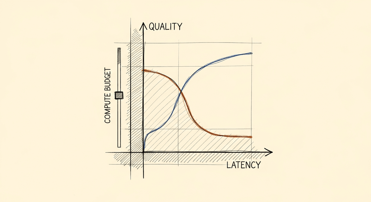 Sketch of quality vs latency tradeoff with inference compute budget