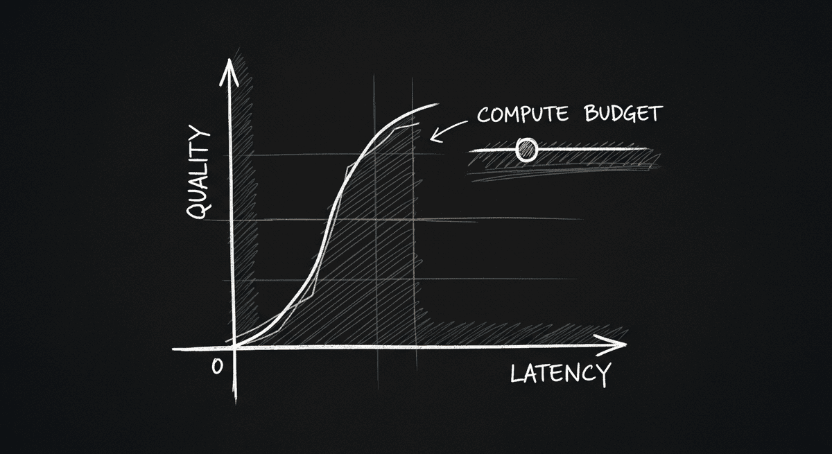 Sketch of quality vs latency tradeoff with inference compute budget