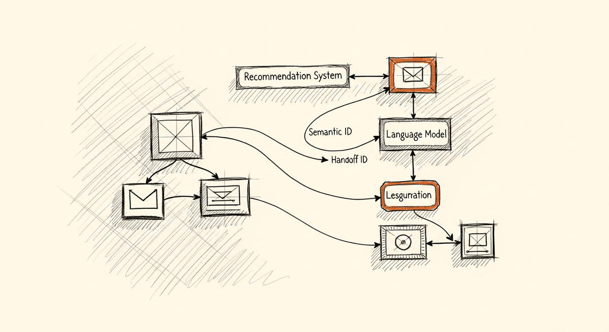 Sketch of recommendation system and LLM converging on semantic retrieval