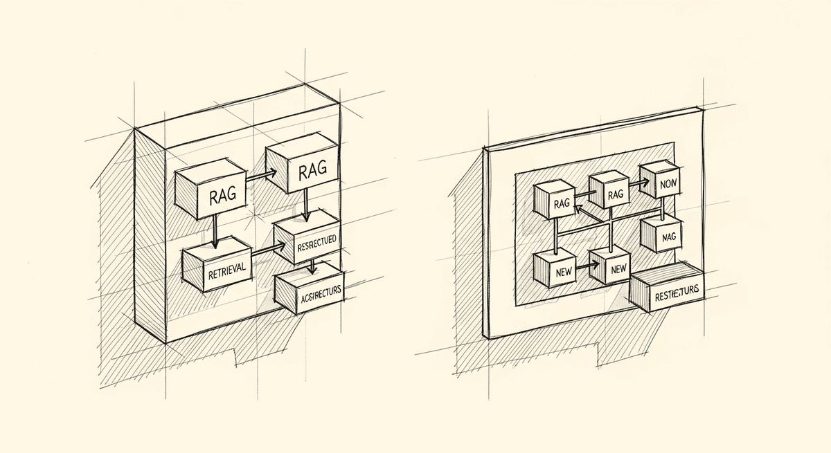 Sketch of RAG architecture evolving to coexist with large context windows