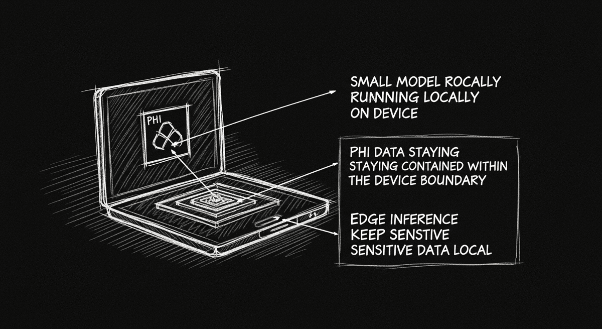 Sketch of small model running on-device keeping PHI data local