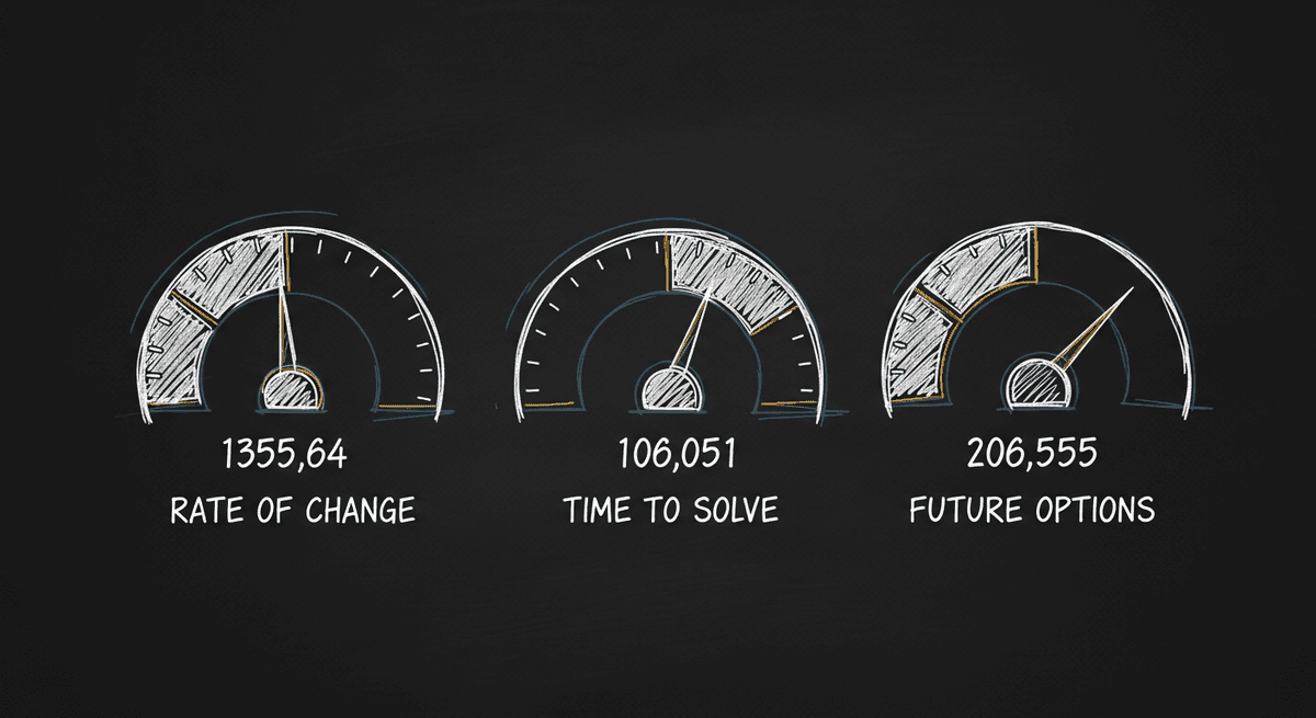 Sketch of three career growth metrics on an engineer dashboard