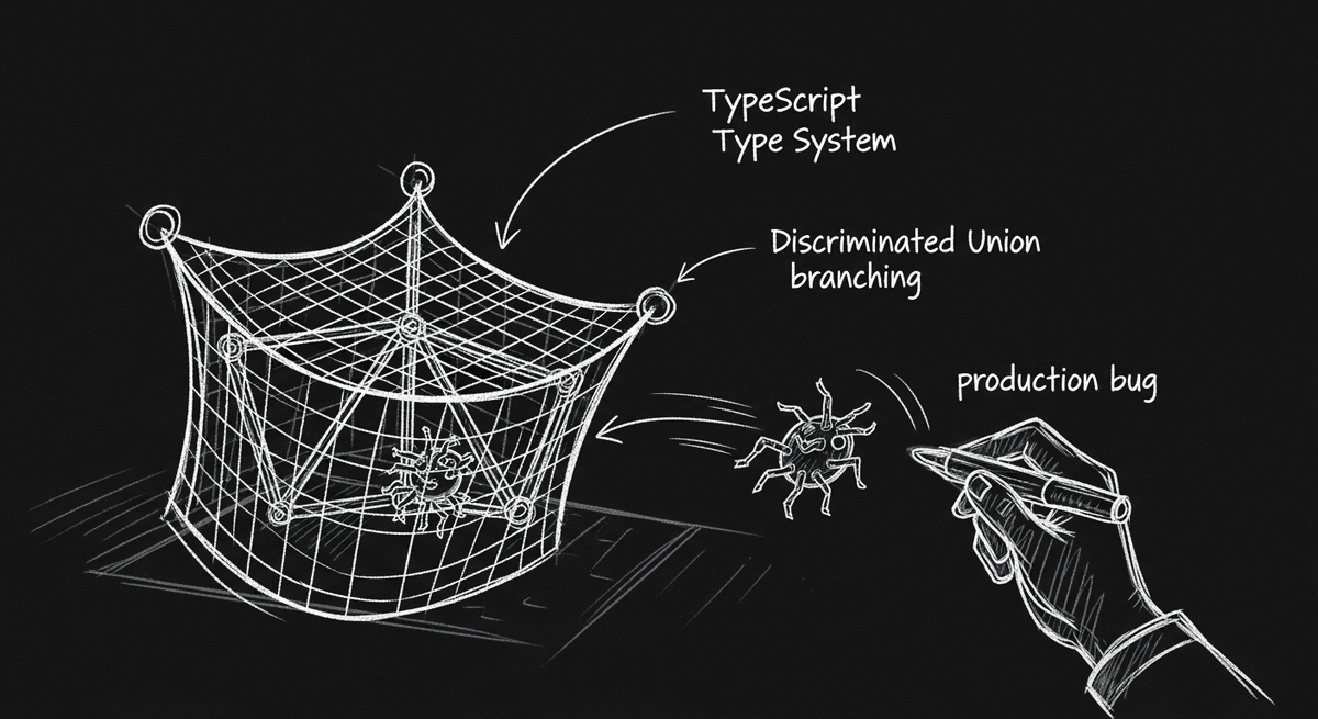 Sketch of TypeScript type system as safety net catching a runtime bug