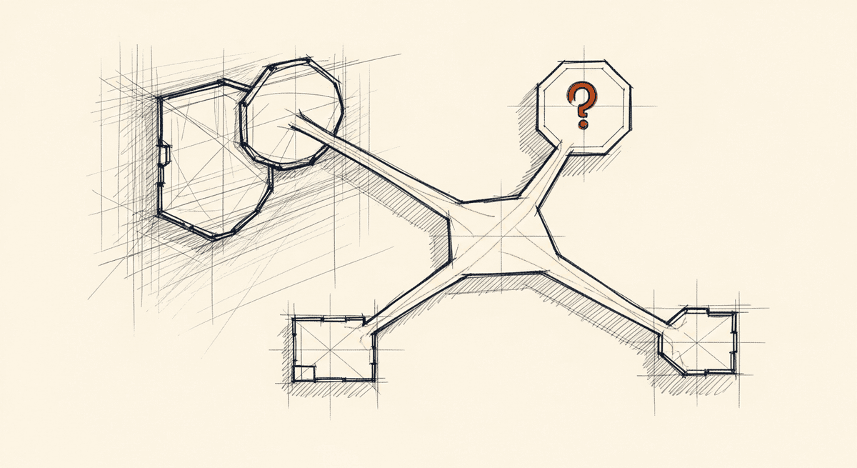 Sketch of inference-time reasoning with multiple paths explored before final answer