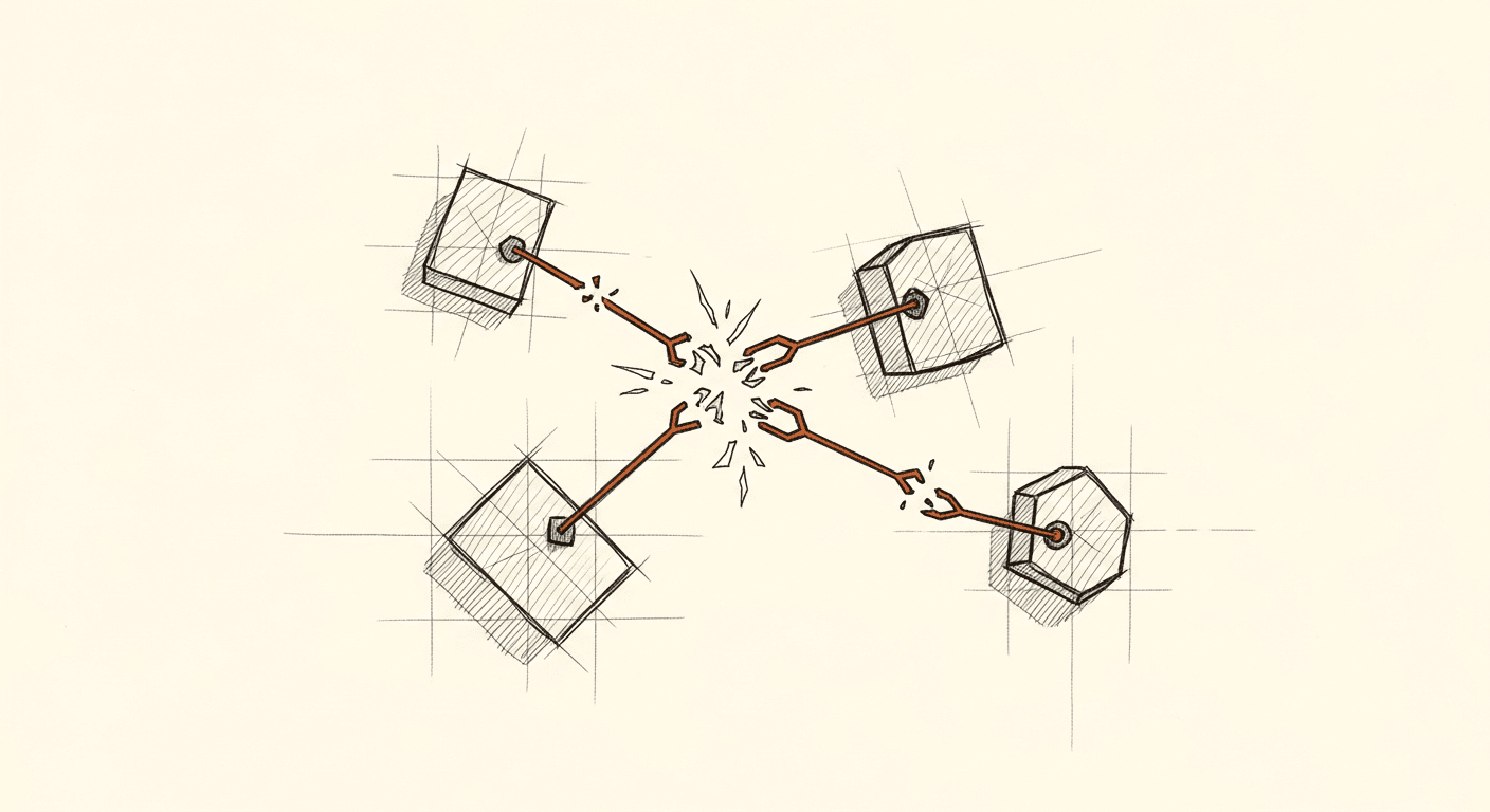 Sketch of infrastructure nodes healing broken connections