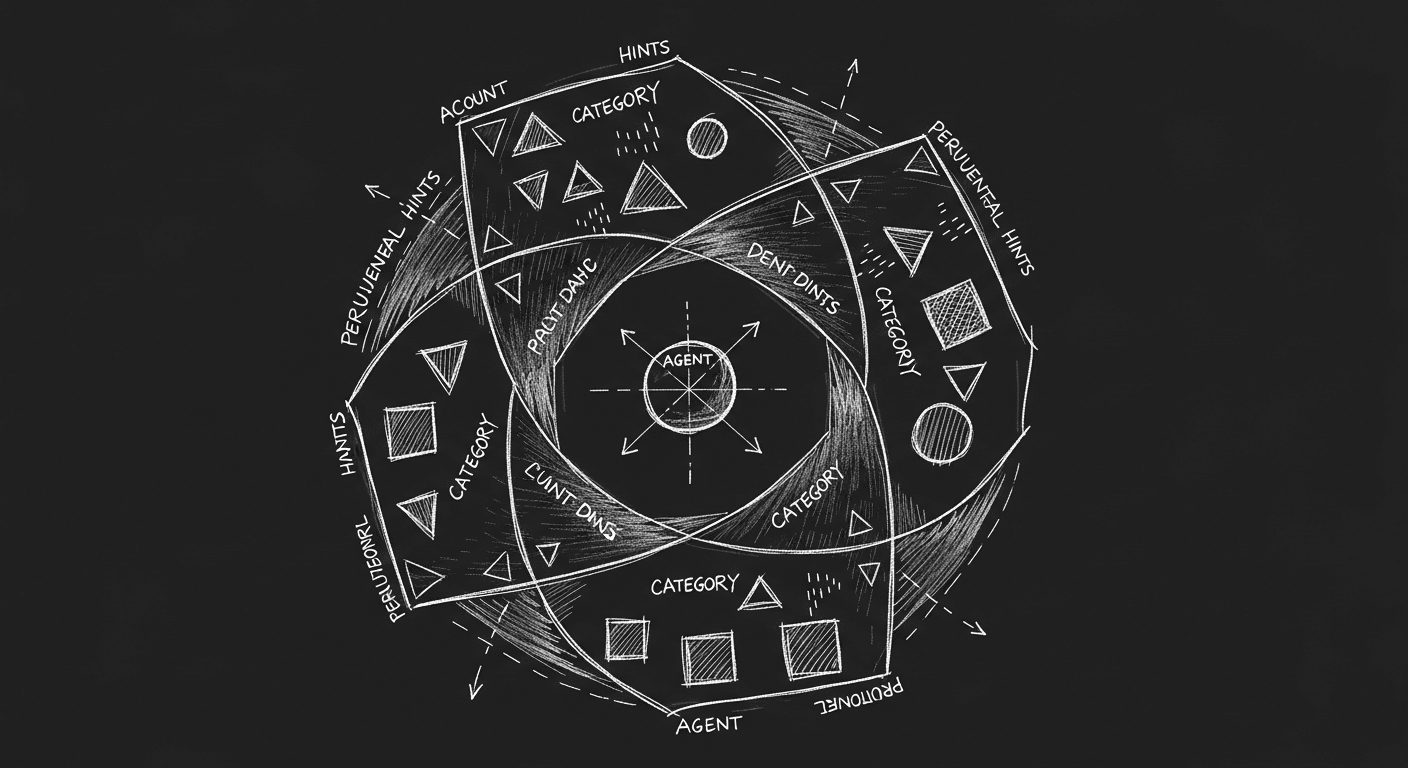 Sketch of faceted information dimensions surrounding an agent