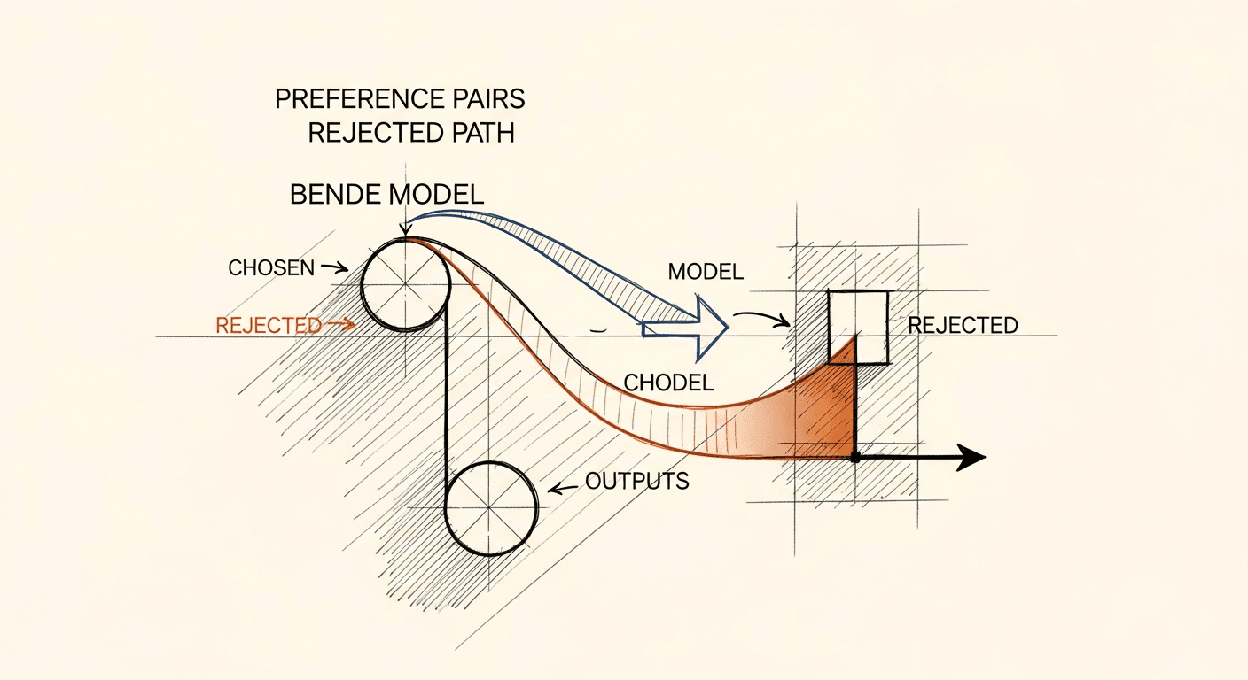 Sketch of DPO preference pairs shaping model behavior