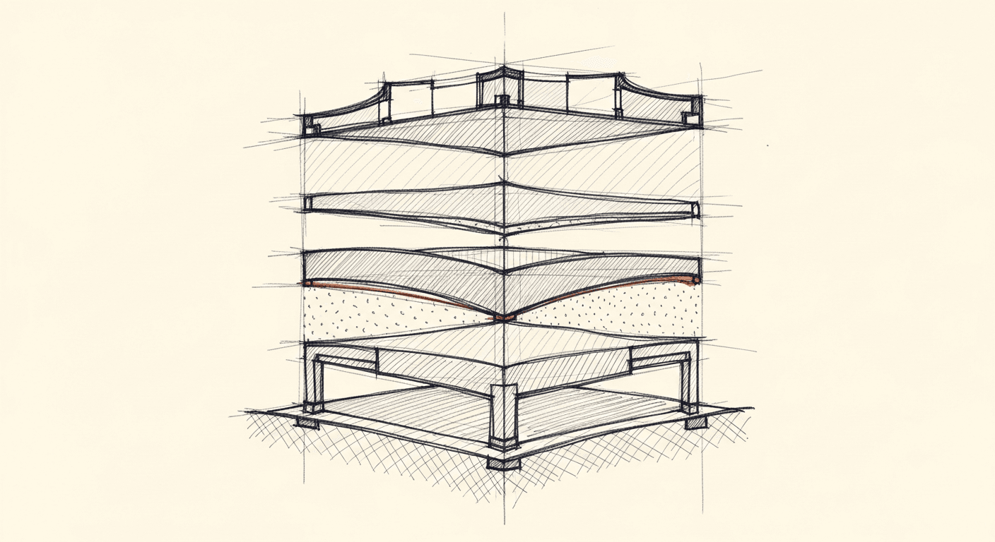 Sketch of six-layer GenAI platform architecture in cross-section