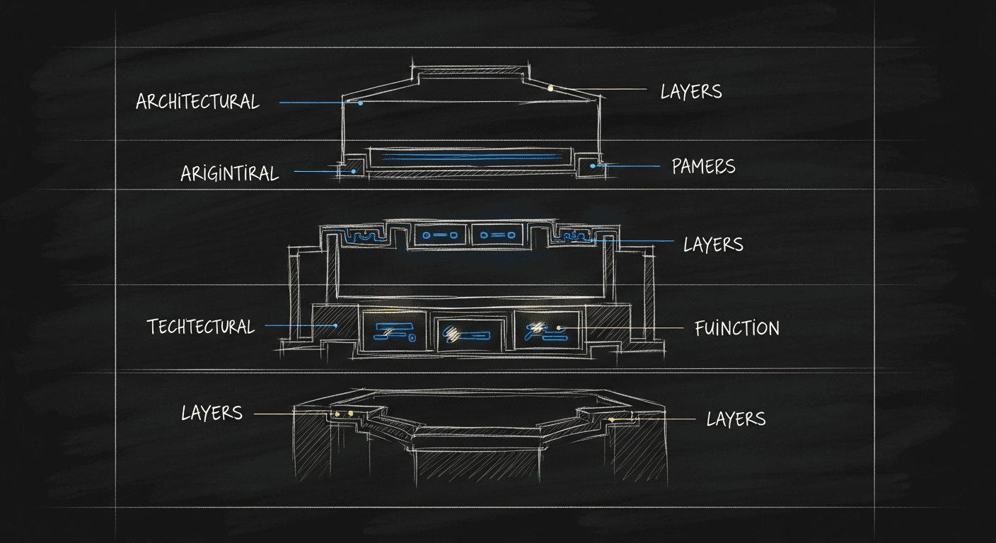 Sketch of six-layer GenAI platform architecture in cross-section