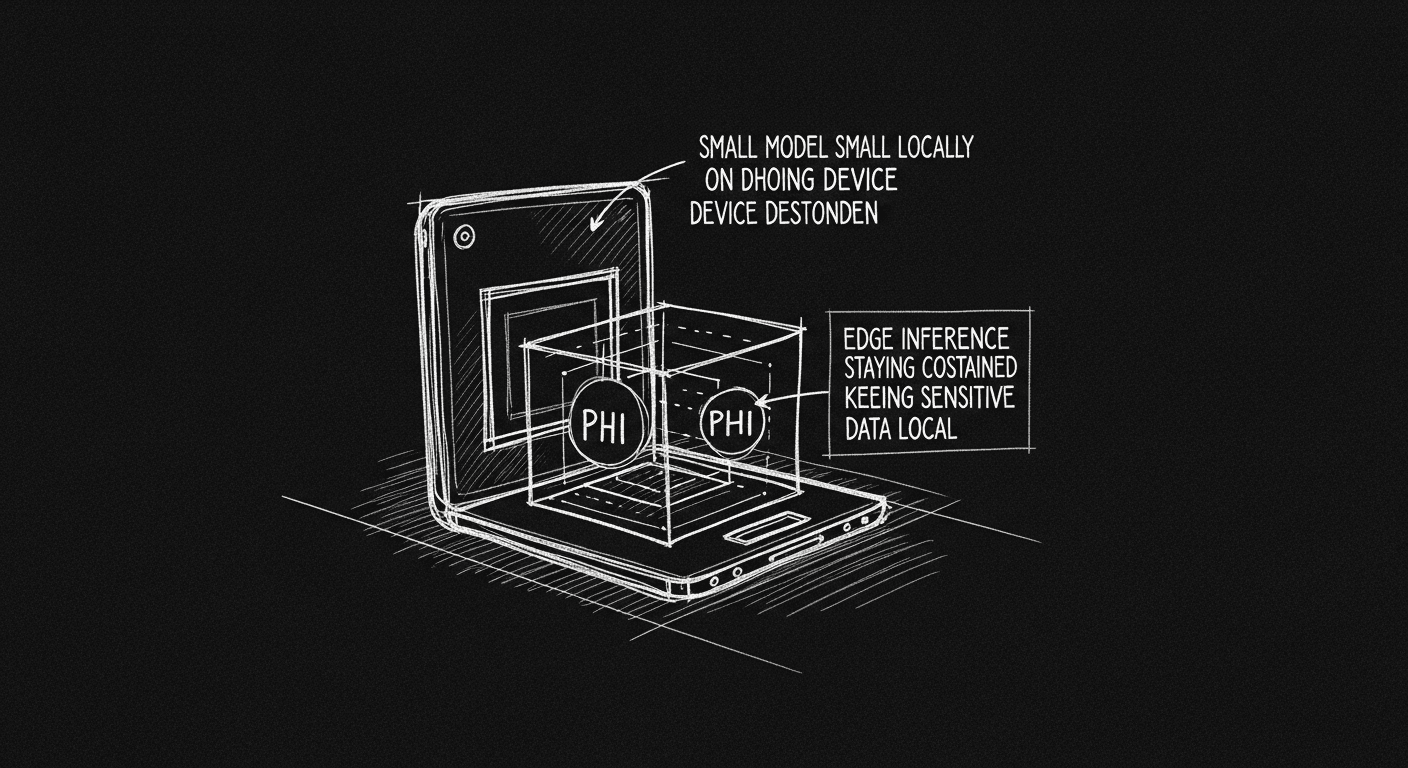 Sketch of small model running on-device keeping PHI data local
